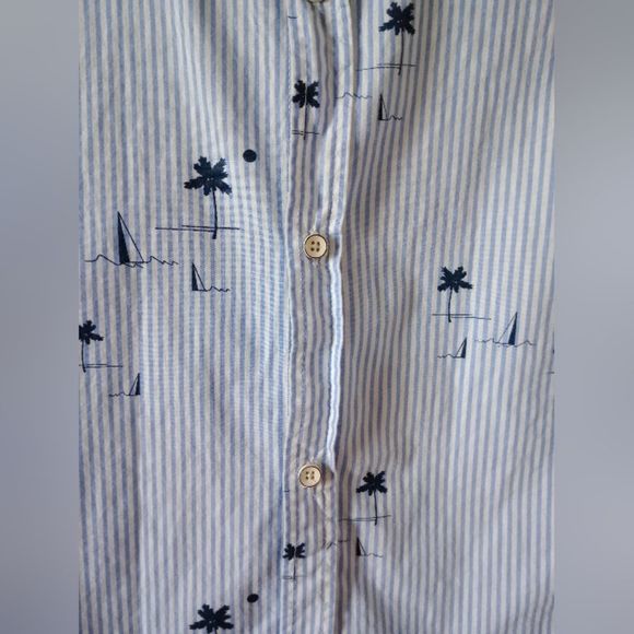 Zara kids Boy Blue White Striped Pattern Button Down Shirt size 11-12 ~ 152cm - Picture 7 of 7
